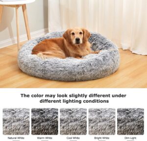 Bedfolks Calming Donut Dog Bed, 36 Inches Round Fluffy Dog Beds for Large Dogs, Anti-Anxiety Plush Dog Bed, Machine Washable Pet Bed (Dark Grey, Large)  Pet SuppliesRufus AIRufus AI - Image 8